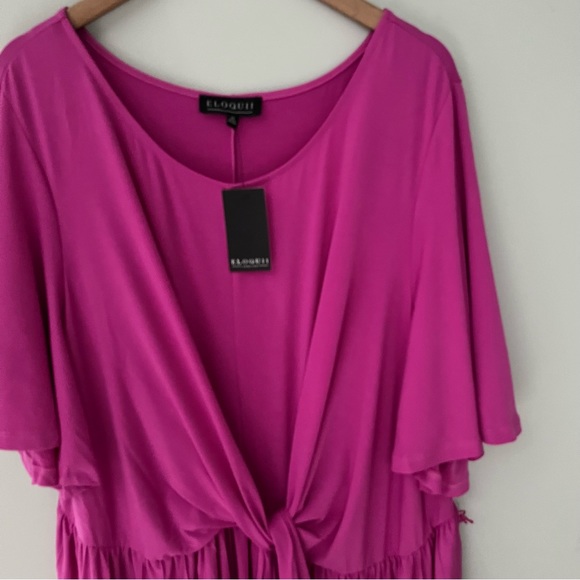 Eloquii Flutter Sleeve Twist Front Midi Dress NWT Size 26 - Picture 6 of 6